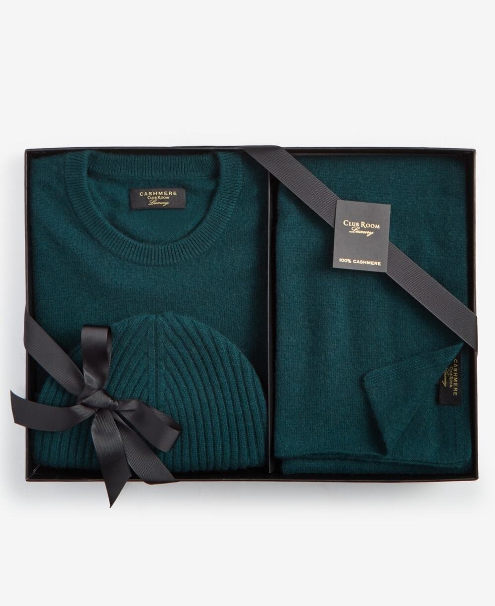 Club Room Cashmere Sweater Gift Set Holly Green Medium